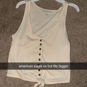 American Eagle Outfitters Women's Beige Button-Down Tank Top